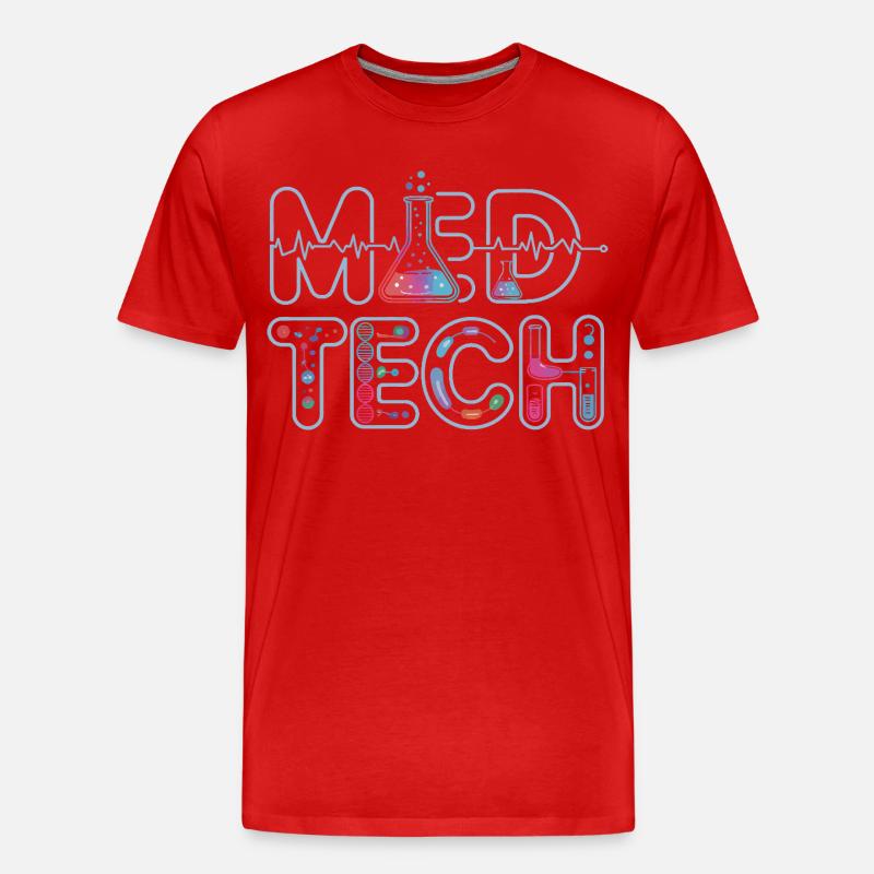 MedTech Labor Neon Wissenschaftsdesign - Männer Premium Bio T-Shirt - Rot
