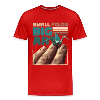Petits plis en origami Grandes œuvres d’art - T-shirt bio Premium Homme - rouge - Devant - Damien (186cm)