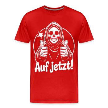 Faucheuse lève le pouce maintenant - T-shirt bio Premium Homme - rouge - Devant - Damien (186cm)