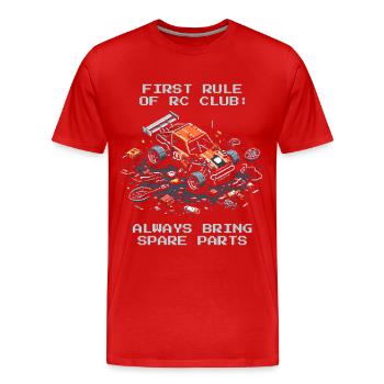 Première règle : Ayez des pièces détachées avec vous | Voitures RC - T-shirt bio Premium Homme - rouge - Devant - Damien (186cm)