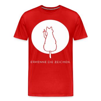 Katze Katzen Cat Kätzchen Mieze Mittelfinger - Männer Premium Bio T-Shirt - Rot - Vorne - Damien (186cm)