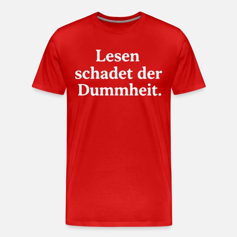 Lesen schadet der Dummheit - Männer Premium Bio T-Shirt - Rot