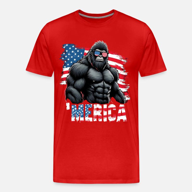 Muskelgorilla mit Flagge - Männer Premium Bio T-Shirt - Rot