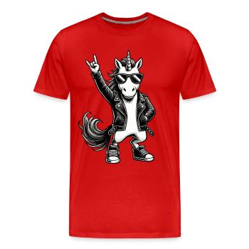 Rock, Rocker, Musique rock, Heavy metal, Rock Hand - T-shirt bio Premium Homme - rouge - Devant - Damien (186cm)