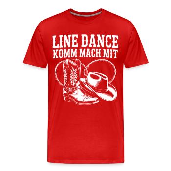 Line Dance Come join us - Men's Premium Organic T-Shirt - red - Front - Damien (186cm)