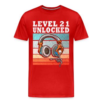 Casques déverrouillés niveau 21 - T-shirt bio Premium Homme - rouge - Devant - Damien (186cm)