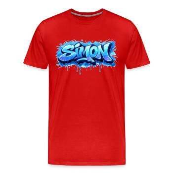Graffiti SIMON Name Geschenk Ideal druckbar - Männer Premium Bio T-Shirt - Rot - Vorne - Damien (186cm)