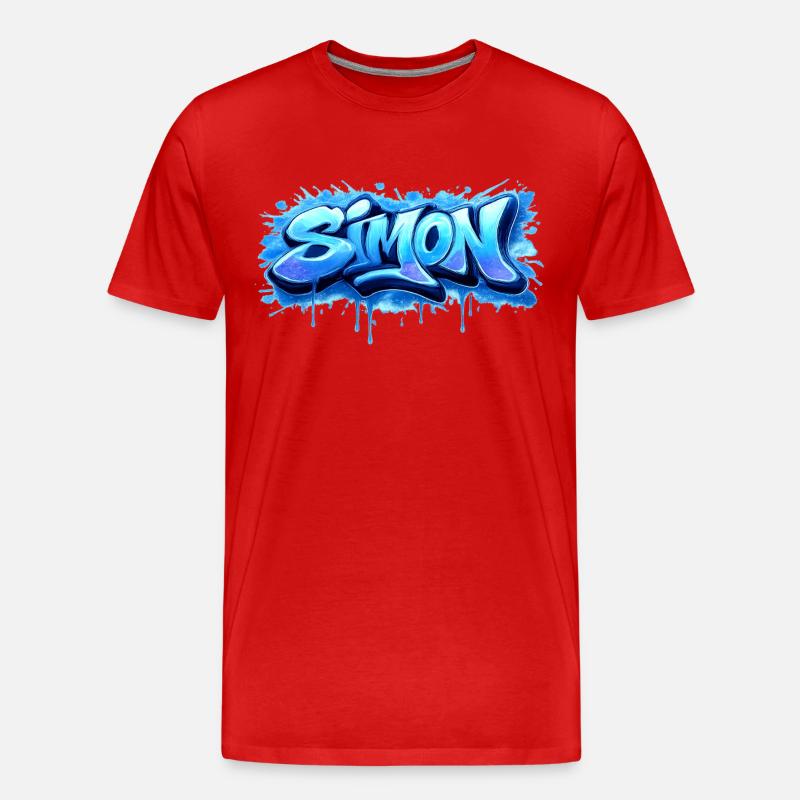 Graffiti SIMON Name Geschenk Ideal druckbar - Männer Premium Bio T-Shirt - Rot