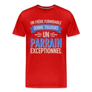 Ein großartiger Bruder, ein außergewöhnlicher Pate - Männer Premium Bio T-Shirt - Rot - Vorne - Damien (186cm)