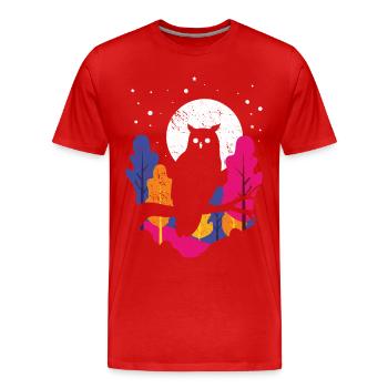 Nachteule im Regenbogenwald - Männer Premium Bio T-Shirt - Rot - Vorne - Damien (186cm)