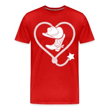 Stetson de danse en ligne de lasso de cœur - T-shirt bio Premium Homme - rouge - Devant - Damien (186cm)