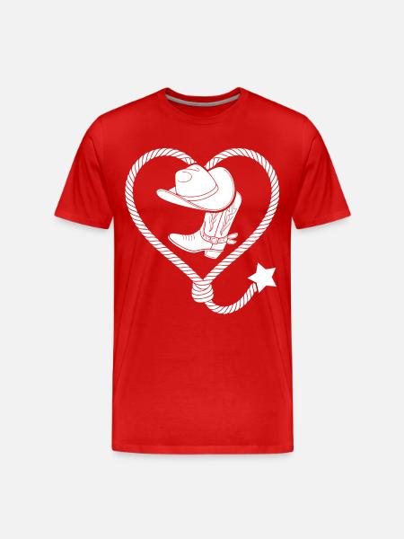 Heart Lasso Line Dance Stetson - Men's Premium Organic T-Shirt - red