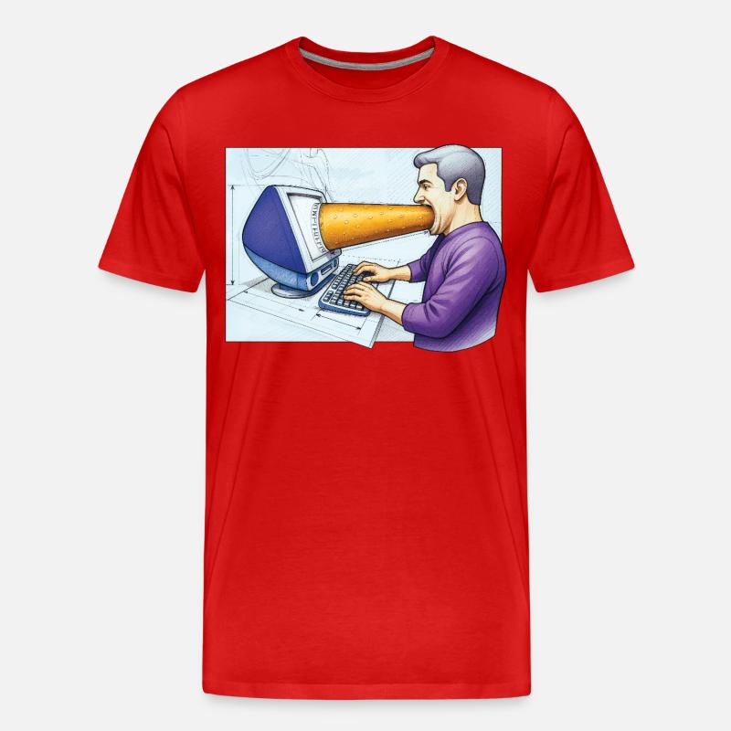 COMPUTER ADDICT MAN – Geek & Science-Fiction - Männer Premium Bio T-Shirt - Rot