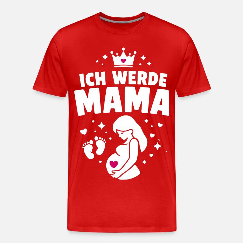 Ich werde Mama - Mutterschaft - Männer Premium Bio T-Shirt - Rot