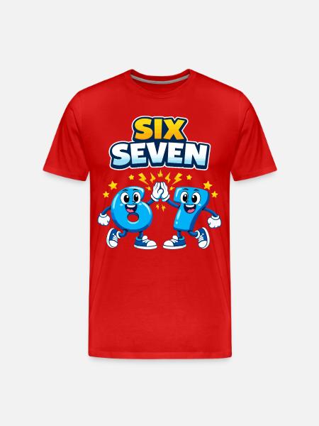 Nummer 67 Seks Syv - 6 7 Memes - Herre Premium T-shirt økologisk - rød