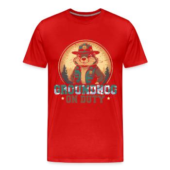 Marmotte du Jour sans fin - T-shirt bio Premium Homme - rouge - Devant - Damien (186cm)