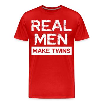 Les vrais hommes font des jumeaux - T-shirt bio Premium Homme - rouge - Devant - Damien (186cm)