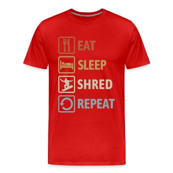 Eat Sleep Shred Repeat - Snowboarding - Men's Premium Organic T-Shirt - red - Front - Damien (186cm)