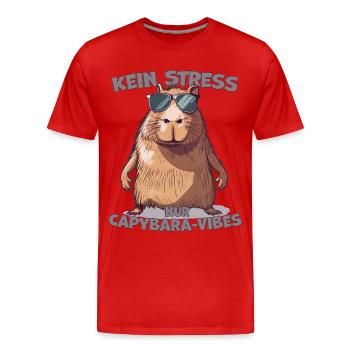 Capybara Saying No Stress Only Vibes - Men's Premium Organic T-Shirt - red - Front - Damien (186cm)
