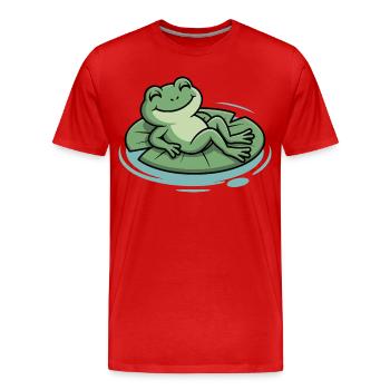Lounge frog on lily pad - Men's Premium Organic T-Shirt - red - Front - Damien (186cm)