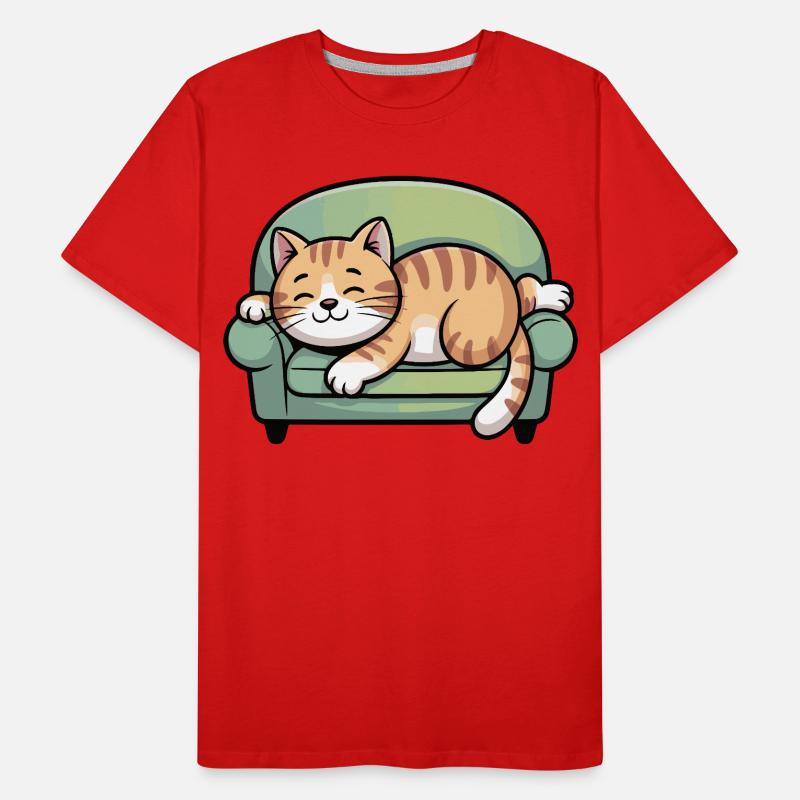 Sleeping cat on sofa Men's Premium Organic T-Shirt