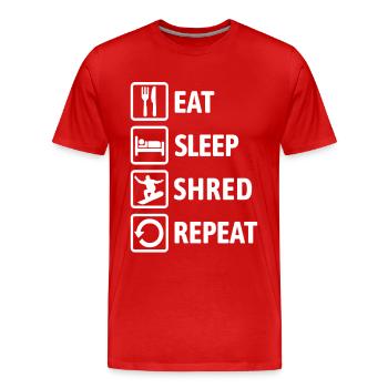 Eat Sleep Shred Repeat - Snowboarding - Men's Premium Organic T-Shirt - red - Front - Damien (186cm)