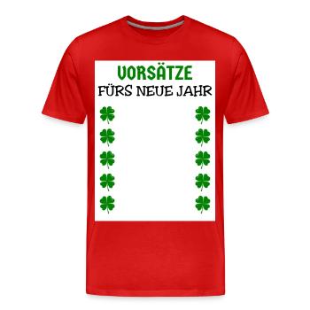 Résolutions du Nouvel An Trèfles du réveillon du Nouvel An - T-shirt bio Premium Homme - rouge - Devant - Damien (186cm)