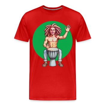 DJEMBE - sound & vision - T-shirt bio Premium Homme - rouge - Devant - Damien (186cm)