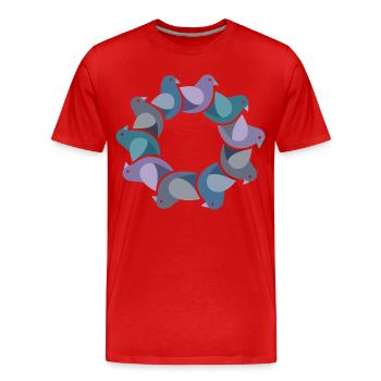 Amoureux des pigeons – Roucoulements & Humour - T-shirt bio Premium Homme - rouge - Devant - Damien (186cm)