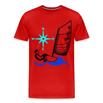 Régate pour enfants de voiliers Optimist Opti - T-shirt bio Premium Homme - rouge - Devant - Damien (186cm)
