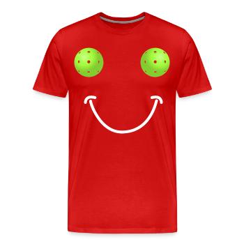 Visage Heureux Pickleball - T-shirt bio Premium Homme - rouge - Devant - Damien (186cm)