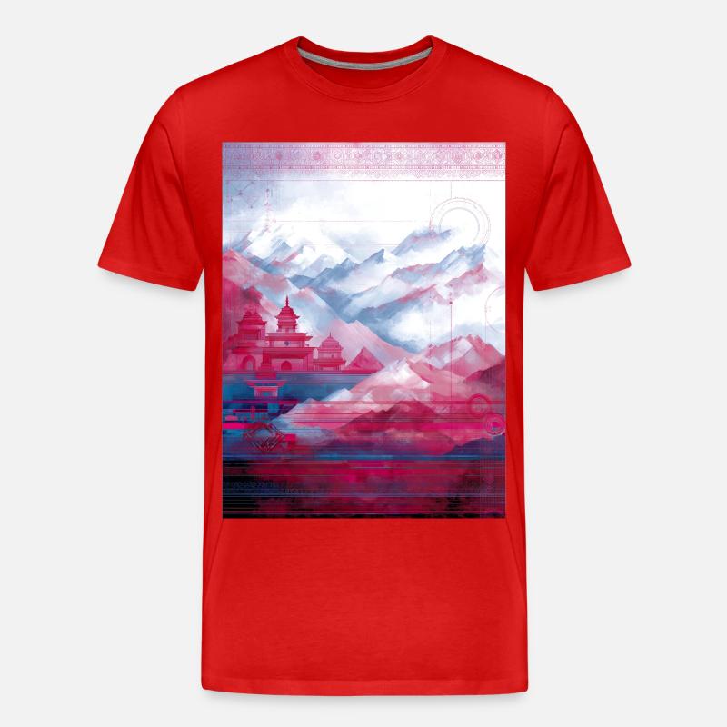 Psy-Art | Tempel im Himalaya - Männer Premium Bio T-Shirt - Rot