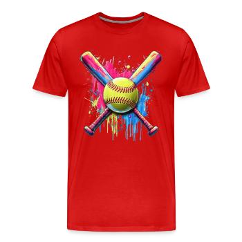 Softball - T-shirt bio Premium Homme - rouge - Devant - Damien (186cm)