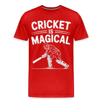Drôle de cricket : Jeu de cricket vintage - T-shirt bio Premium Homme - rouge - Devant - Damien (186cm)