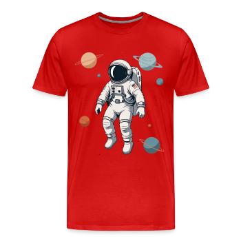 Astronaut in the planetary labyrinth - Men's Premium Organic T-Shirt - red - Front - Damien (186cm)