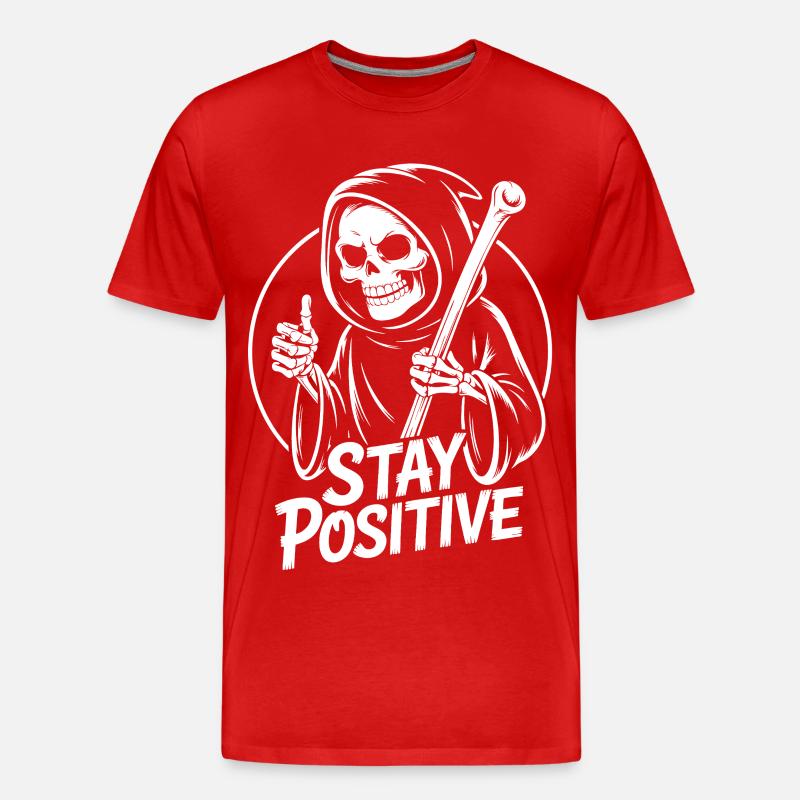Bleib Positiv Grim Reaper Design - Männer Premium Bio T-Shirt - Rot