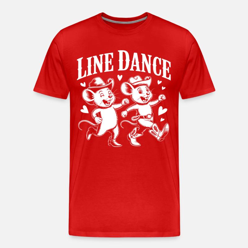 Line Dance Mäuse Retro - Männer Premium Bio T-Shirt - Rot