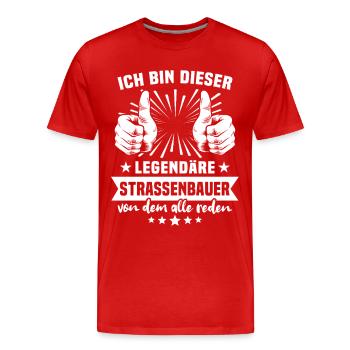 Road builder legend - Men's Premium Organic T-Shirt - red - Front - Damien (186cm)