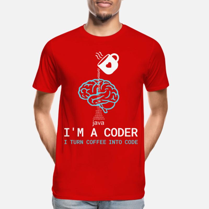 T-shirt Coder : Du café dans le code – Nerdy Programmie T-shirt bio Premium Homme
