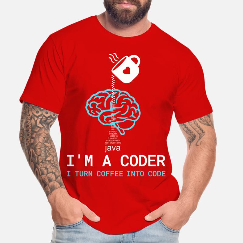 T-shirt Coder : Du café dans le code – Nerdy Programmie T-shirt bio Premium Homme