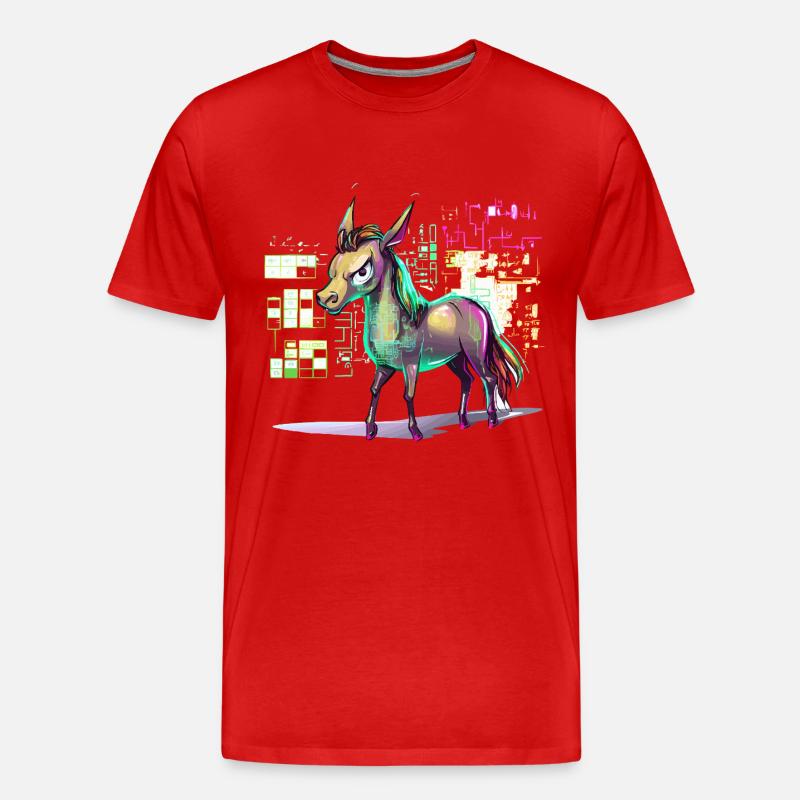 Neon-Hologramm Pferd Farbexplosion - Männer Premium Bio T-Shirt - Rot