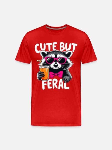 Süß aber Wild Waschbär - Männer Premium Bio T-Shirt - Rot
