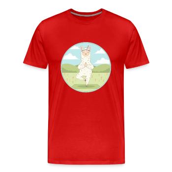 Zen Yoga Llama Llamaste Meditation Kunst - Männer Premium Bio T-Shirt - Rot - Vorne - Damien (186cm)