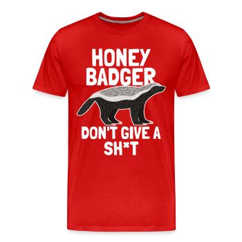 Honey Badger s’en fout - T-shirt bio Premium Homme - rouge - Devant - Damien (186cm)
