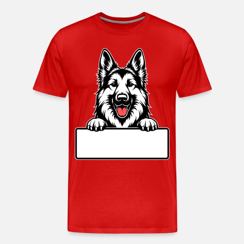  Deutscher Schäferhund mit Namensschild - Männer Premium Bio T-Shirt - Rot