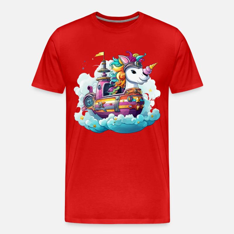 Bunter Einhorn-Schifftraum - Männer Premium Bio T-Shirt - Rot