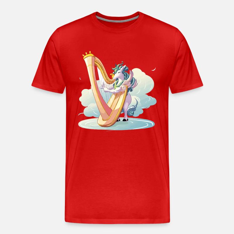 Harfentier auf Wolken - Männer Premium Bio T-Shirt - Rot
