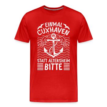 Retraités AUTREFOIS CUXHAVEN AU LIEU D’UNE MAISON DE RETRAITE Lustig - T-shirt bio Premium Homme - rouge - Devant - Damien (186cm)