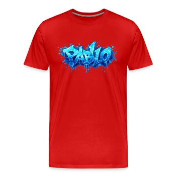PABLO GRAFFITI NAME FOR PERFECT GIFT PRINTABLE  - T-shirt bio Premium Homme - rouge - Devant - Damien (186cm)