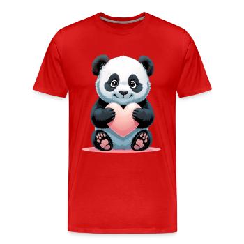 Tablette de cœur de panda - T-shirt bio Premium Homme - rouge - Devant - Damien (186cm)